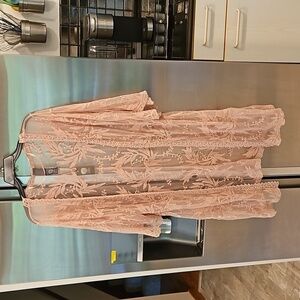 💕VINCE CAMUTO💕 Lace Embroidered Open Front Kimono Coverup ~ Cameo Rose O/S NWT